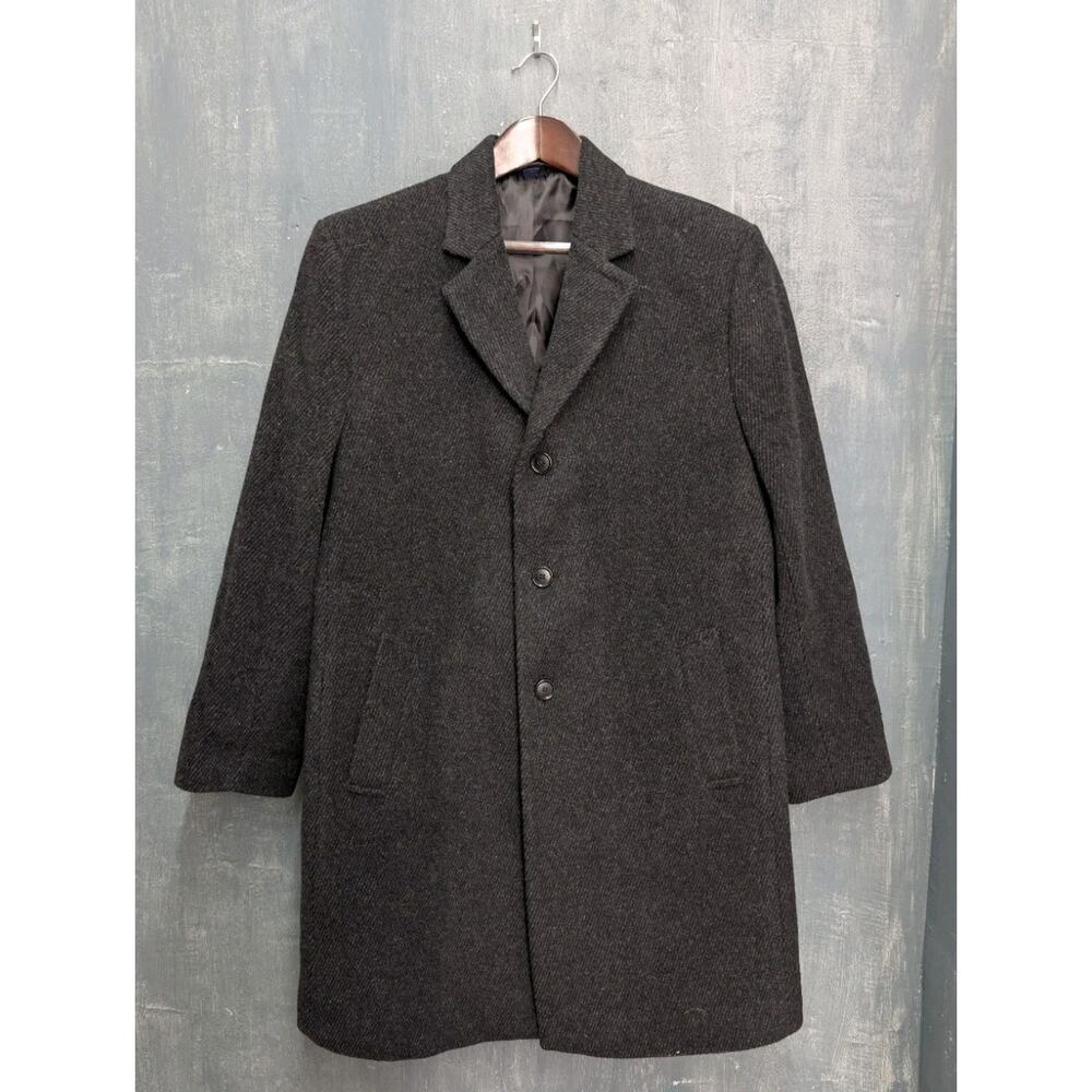Mens Hathaway Platinum Gray Cashmere Wool Blend Coat Size 42S